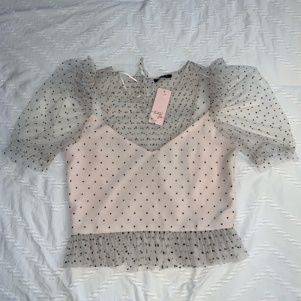 Woven Pink polka dot top